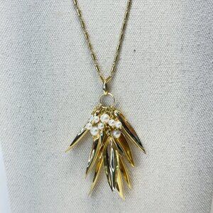 Long Pendant Necklace Gold-Tone Chain Statement Vince Camuto Adjustable